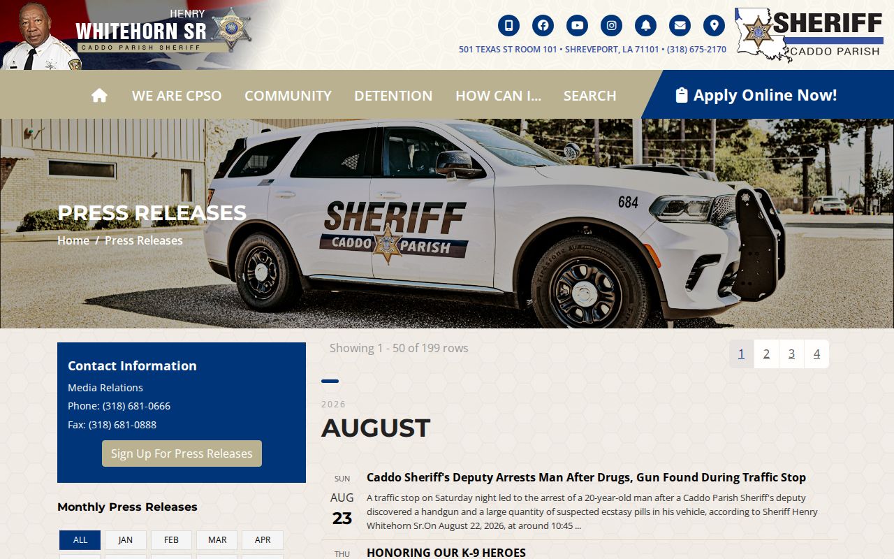 Caddo Parish official arrest news archive controls